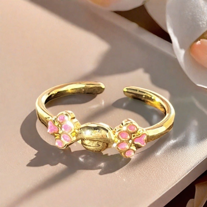 Elegant Pink Bow Ring