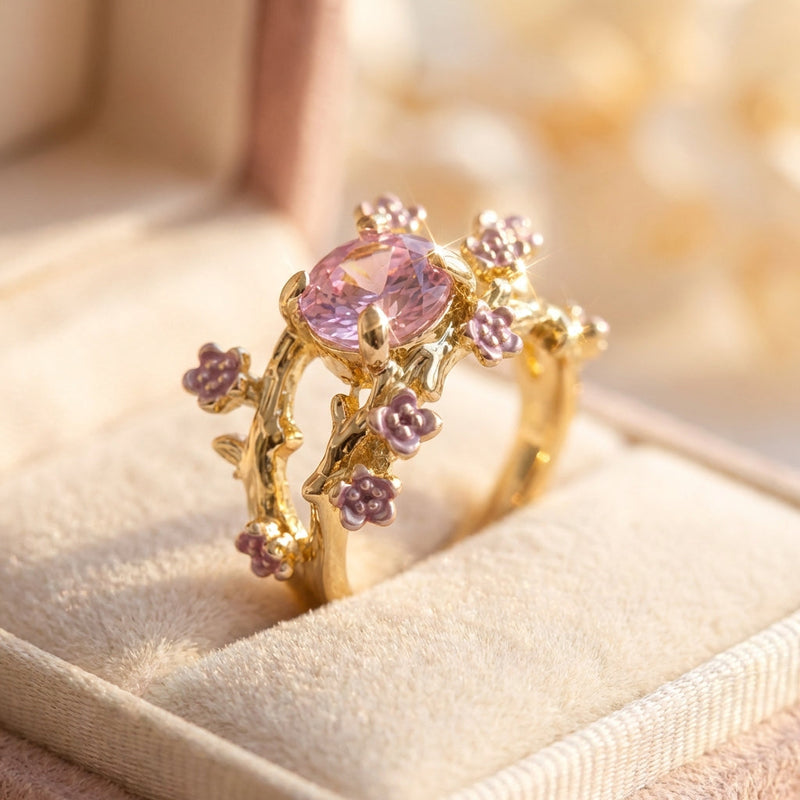 Elegant Purple Flower Ring