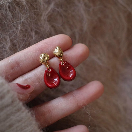 Elegant Red Drop Earrings