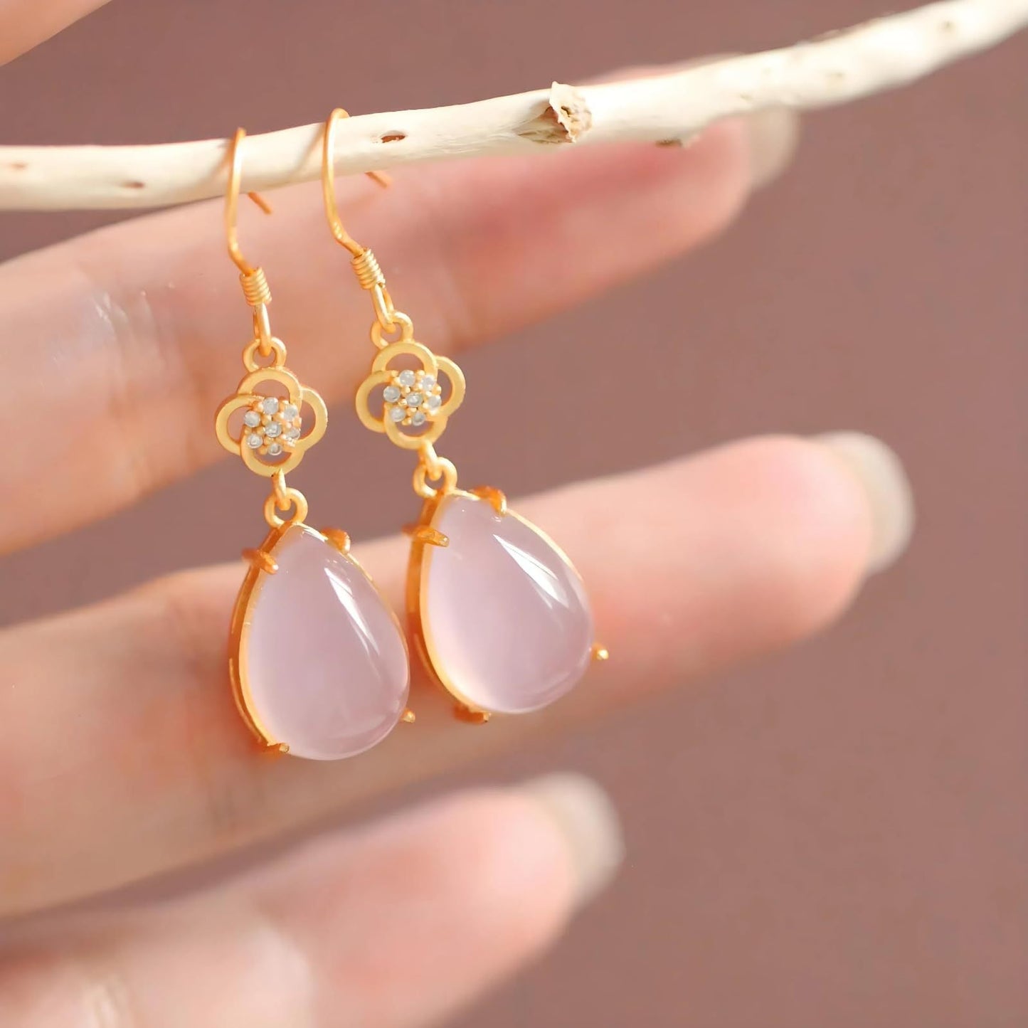 Elegant Rose Quartz Earrings
