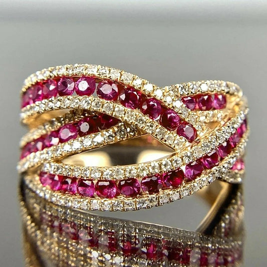 Elegant Ruby Crossover Ring