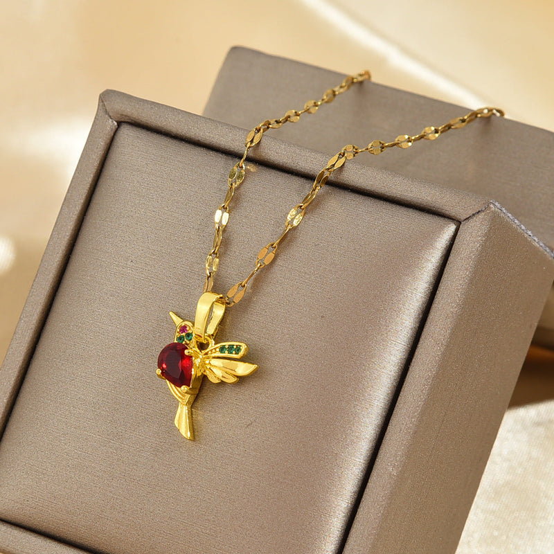 Elegant Ruby Hummingbird Necklace