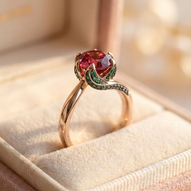 Elegant Ruby Rose Ring