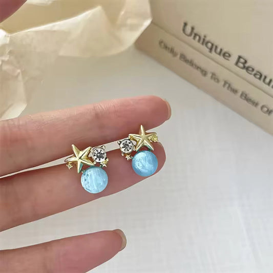 Elegant Starfish Blue Earrings