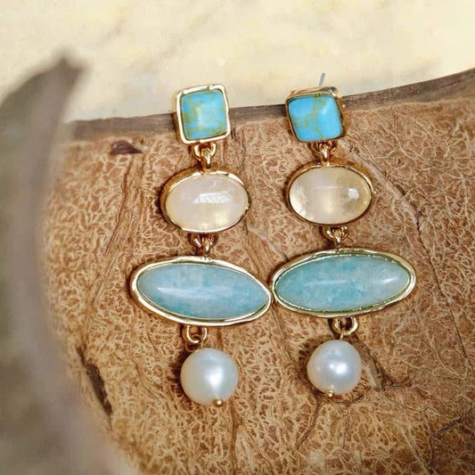 Elegant Turquoise Pearl Earrings