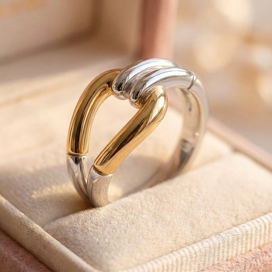 Elegant Two Tone Bamboo Ring