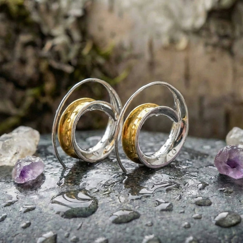 Elegant Two Tone Hoop Earrings