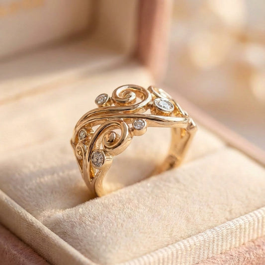 Elegant Zircon Swirl Ring