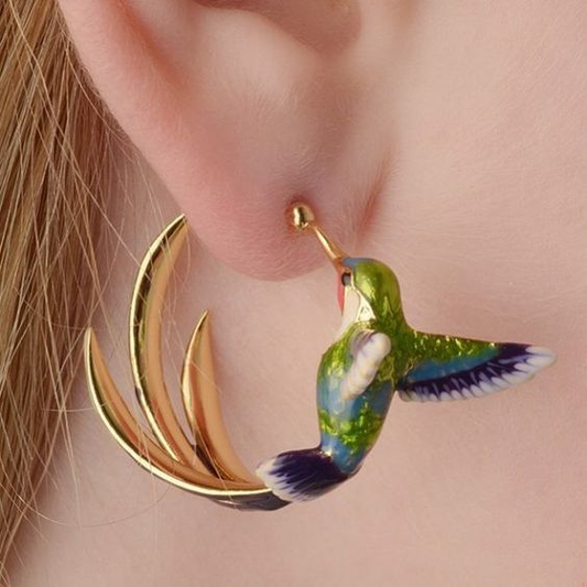 Enamel Hummingbird Earrings