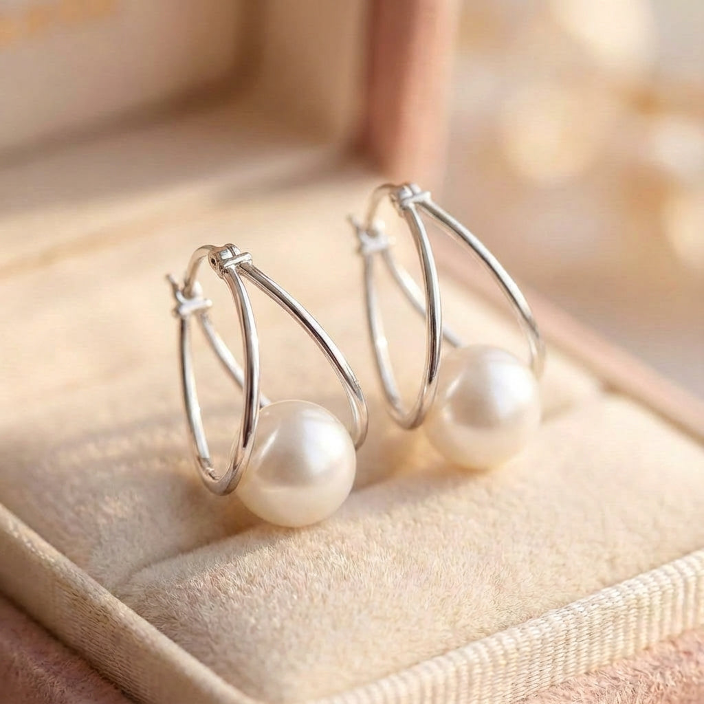 Exquisite Pearl Silver Earrings