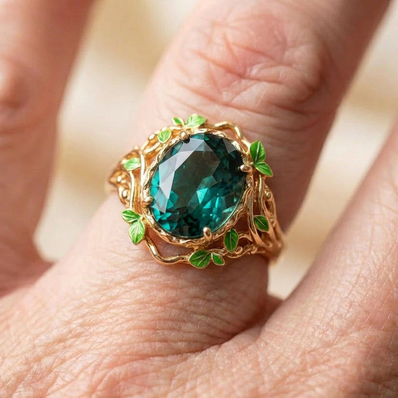 Emerald Leaf Ring