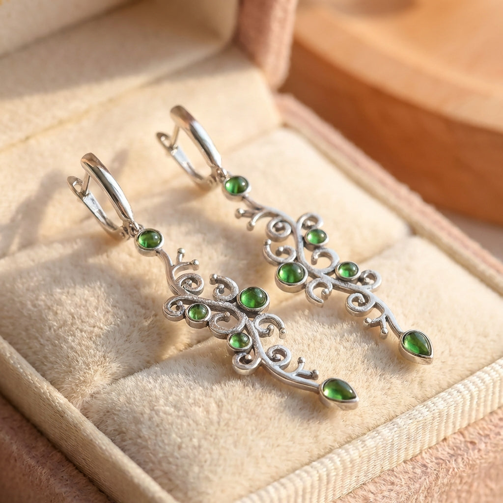 Vintage Green Stone Earrings