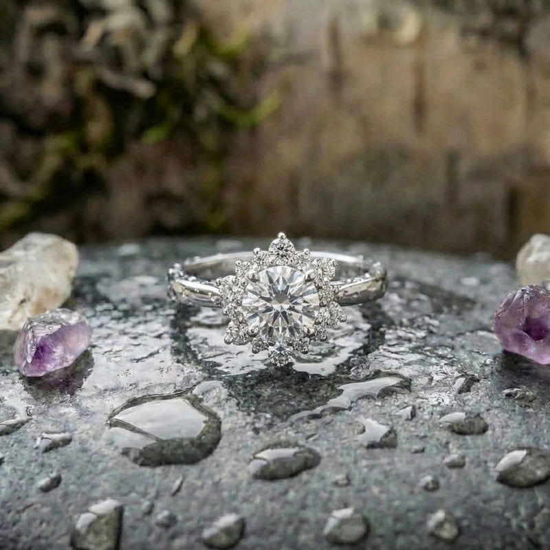 Elegant Crystal Sunflower Ring