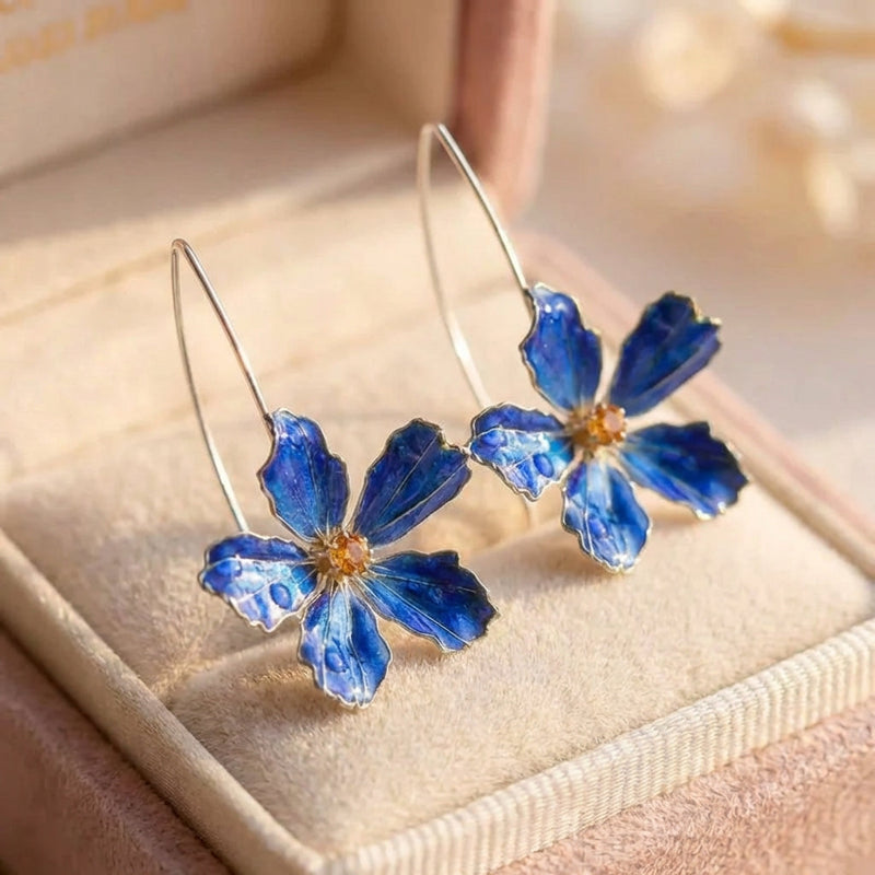 Elegant Blue Flower Earrings
