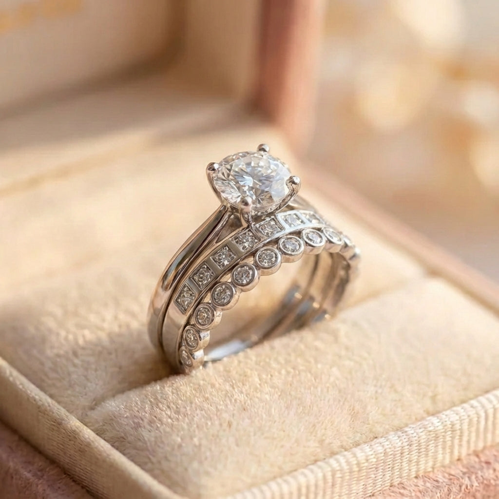 Elegant Crystal Ring Set