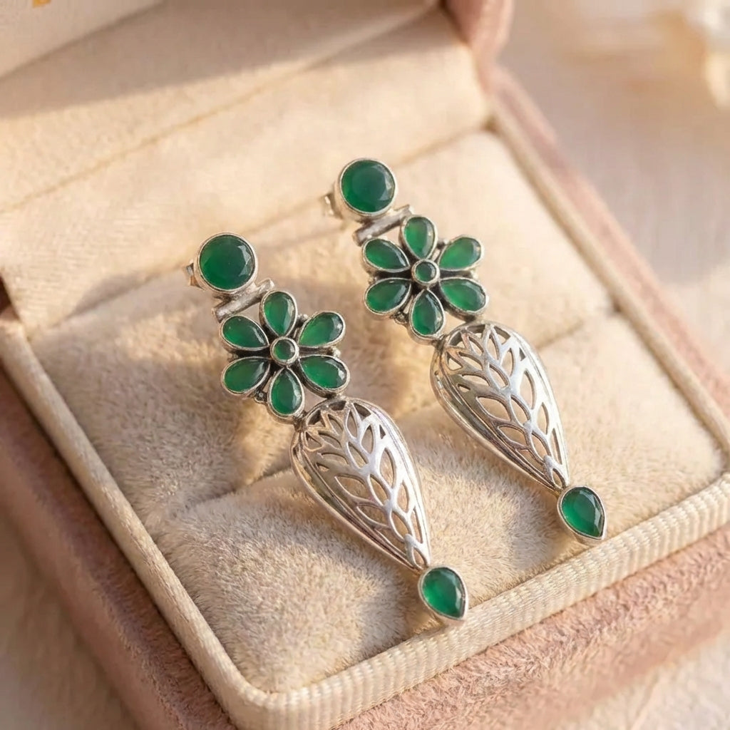 Bohemian Green Stone Earrings