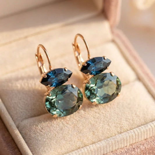 Vintage Green & Blue Glass Earrings