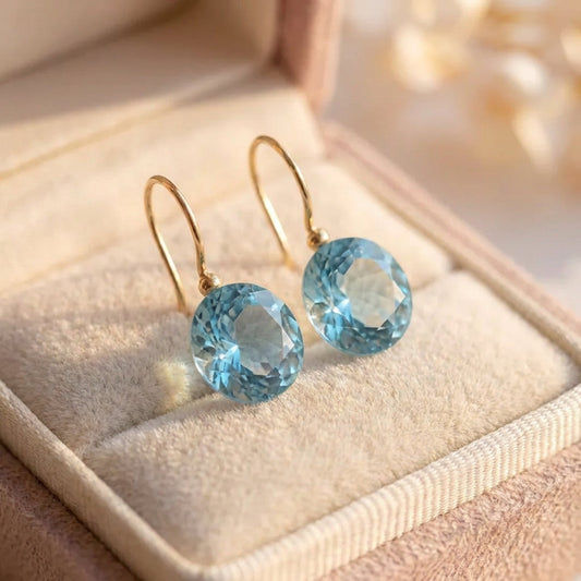 Vintage Rounded Glass Blue Earrings