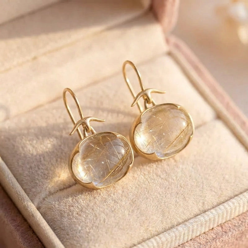 Vintage Moonstone Golden Earrings