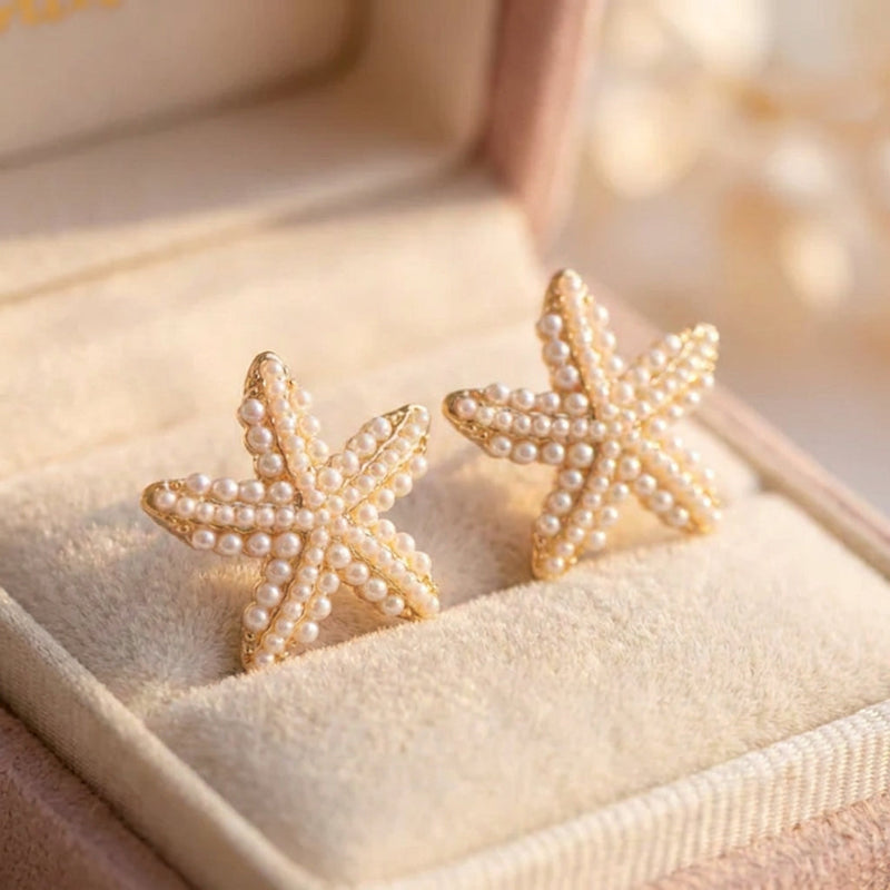 Elegant Starfish Pearl Earrings