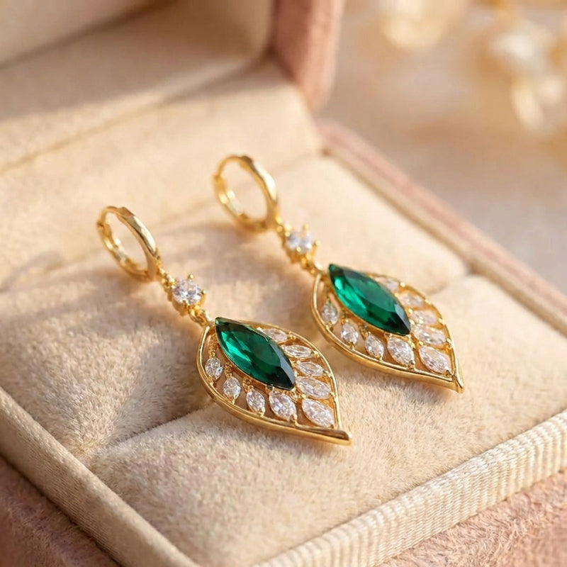 Elegant Temperament Leaf Drop Gold Earrings