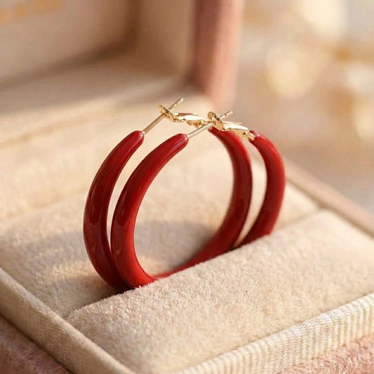 Exquisite Fashion Wild Big Red Circle Earrings
