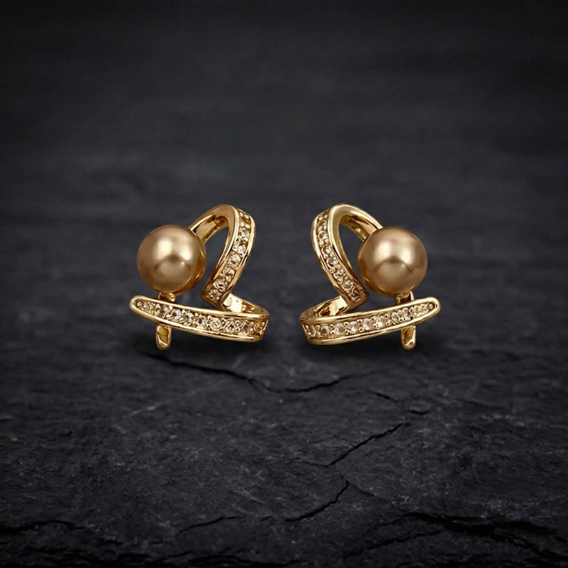 Elegant Heart Champagne Pearl Earrings