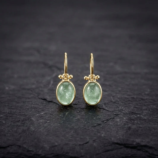 Vintage Earrings With Green Moonstone