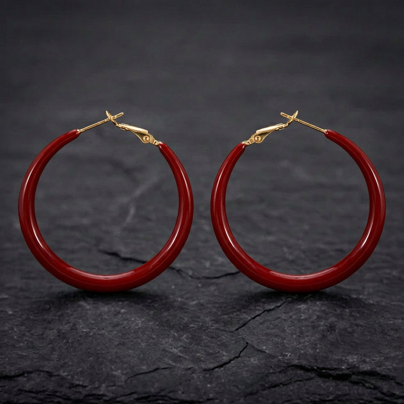 Exquisite Fashion Wild Big Red Circle Earrings