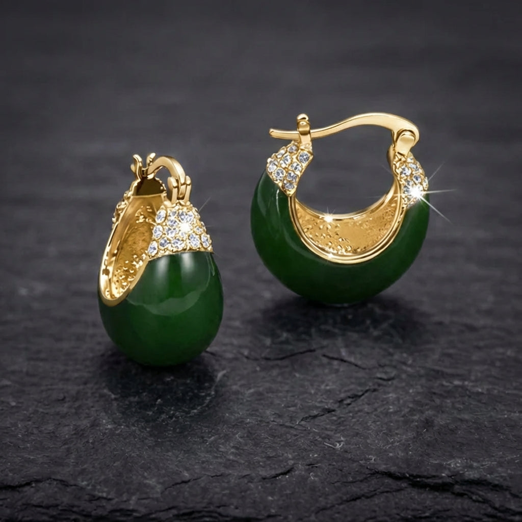 Vintage Crystal Green Stone Earrings