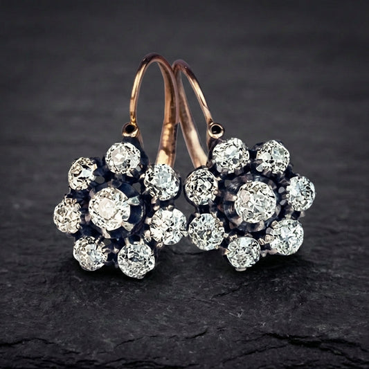 Vintage Rounded Bright Flower Earrings