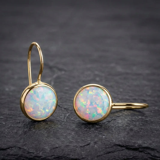Vintage Opal Stone Gold Earrings