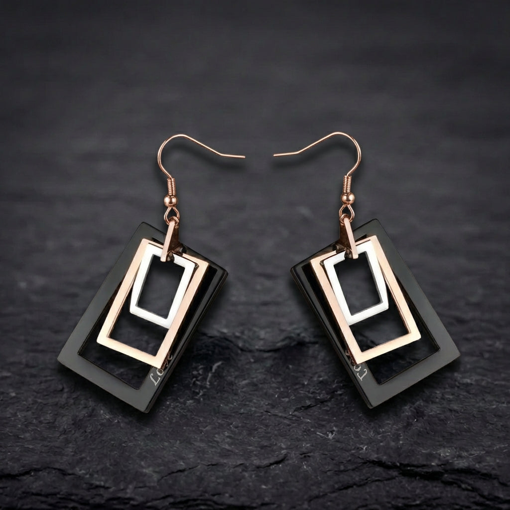 Vintage Hollow Rectangle Earrings
