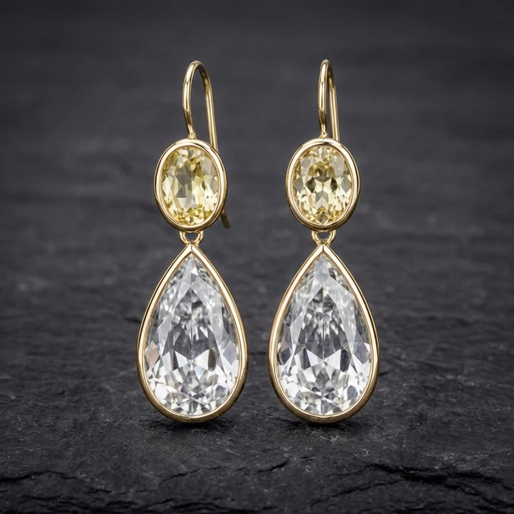 Vintage Green Glass Drop Earrings