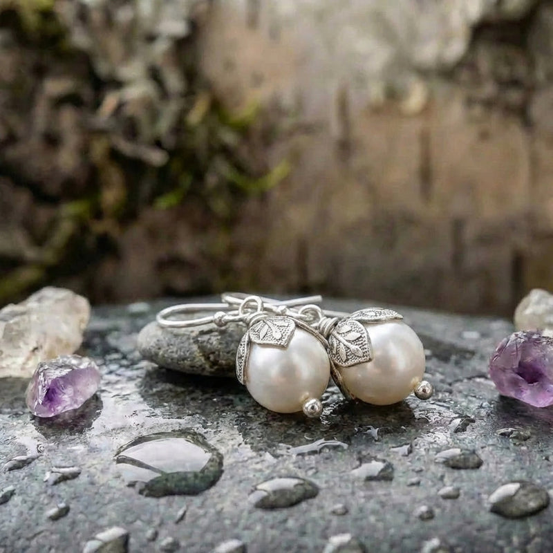 Vintage Pearl Flower Earrings