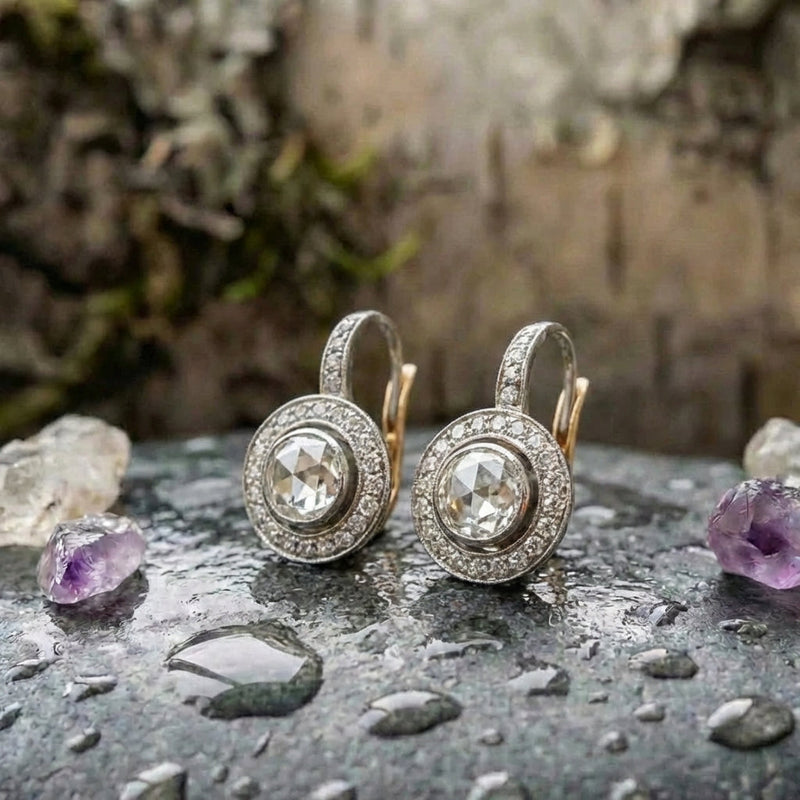 Vintage Silver Earrings With Zirconia