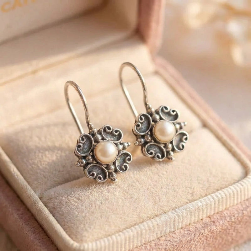 Vintage Pearl Flower Earrings