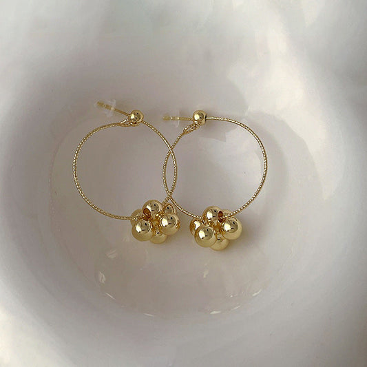 Gold Ball Hoop Earrings