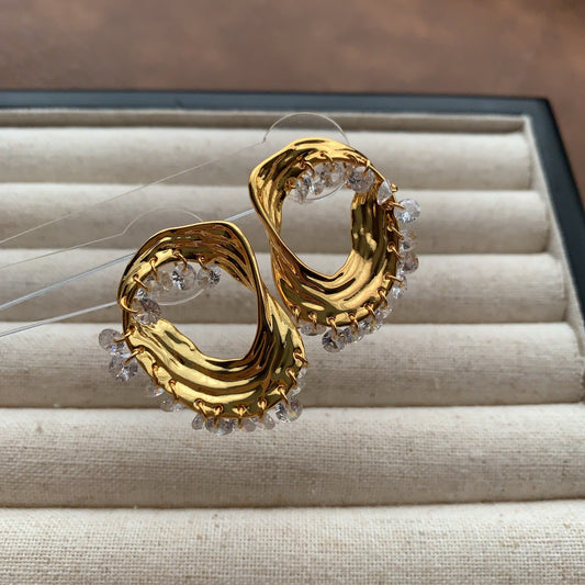 Gold Crystal Hoop Earrings
