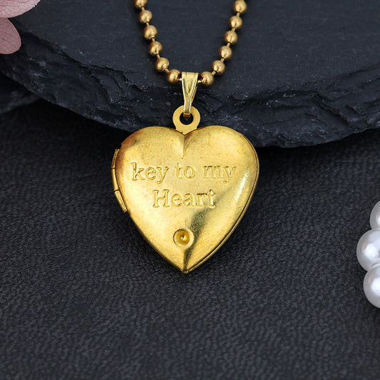 Gold Heart Locket Necklace