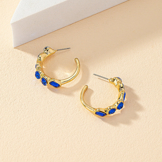 Gold Sapphire Hoop Earrings