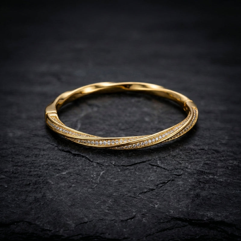 Gold Sleek Double Row Crystal Bracelet