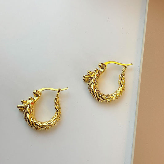 Gold Textured Hoop Earrings