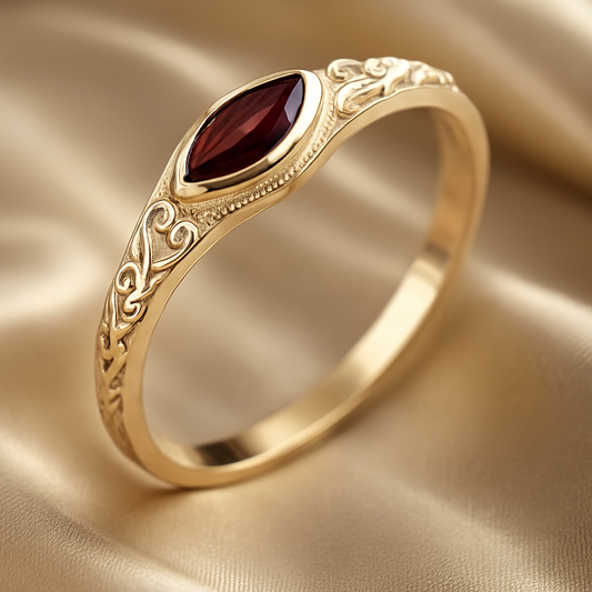Red Crystal Gold Ring