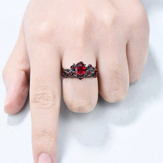 Gothic Red Ruby Ring