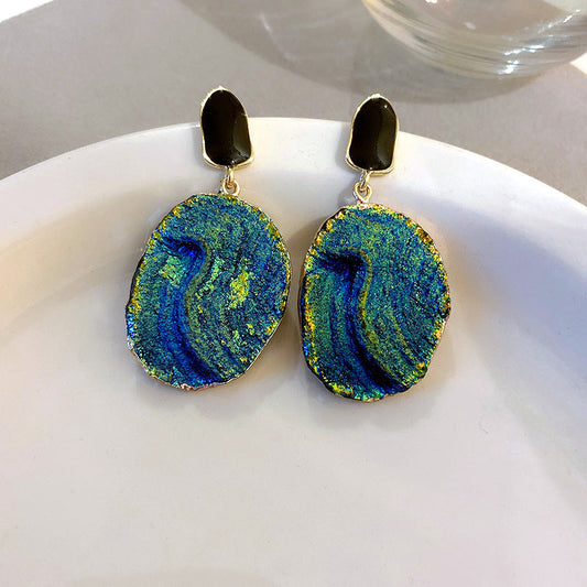 Iridescent Blue Drop Earrings