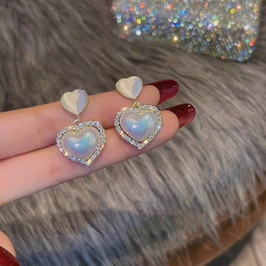 Iridescent Heart Earrings