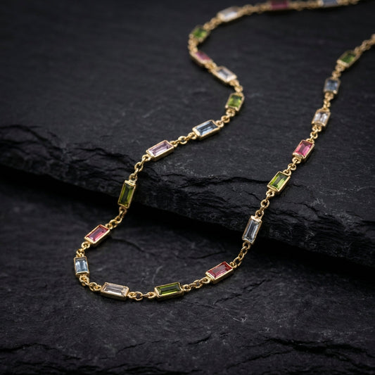 Isabella Multicolor Cz Stone Necklace