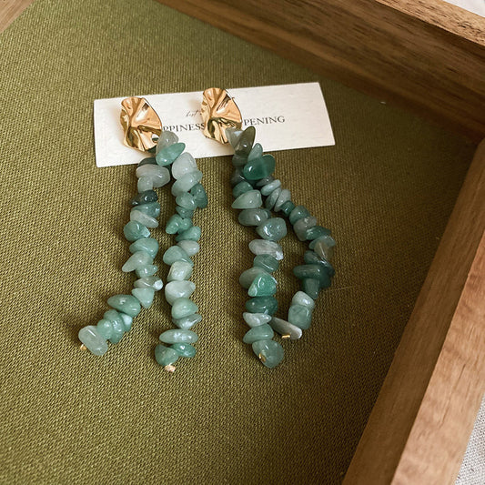 Jade Chip Drop Earrings