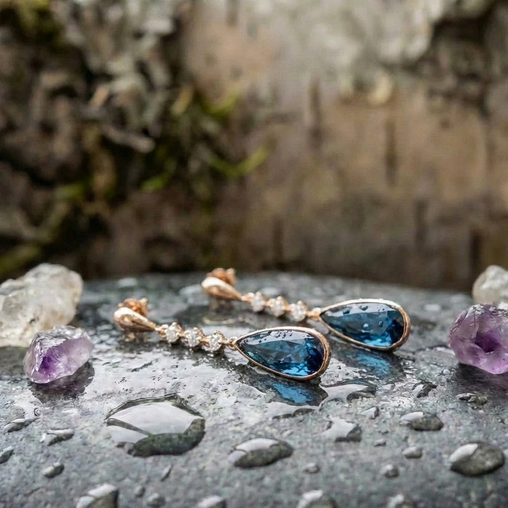 Long Summer Blue Stone Fashion Earrings